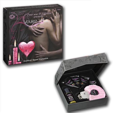 Coffret de massages coquin saint-valentin avec menottes pas cher