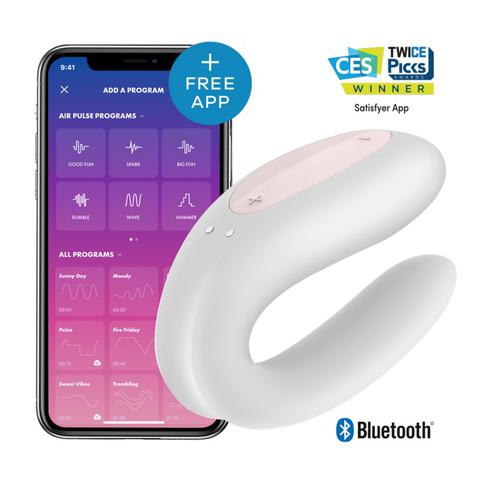 Double joy blanc satisfyer partner stimulateurs connecté pour couple pas cher