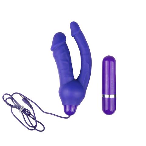 Double vibrateur réaliste - violet pas cher
