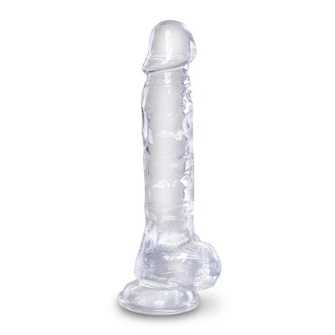 King cock godes transparent réaliste avec testicules - clear 8 pas cher