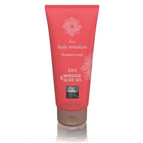 Lubrifiants & gel de massages 2 en 1 body sensation fraise pas cher