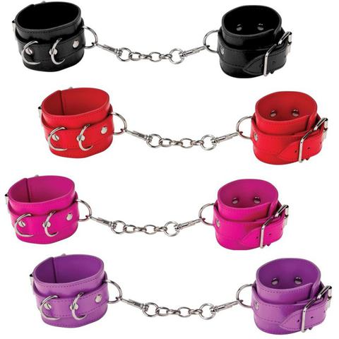 Menottes en cuir leather cuffs - couleur : noir pas cher