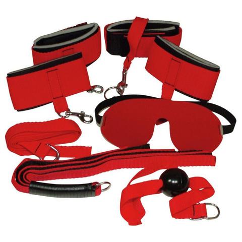 Packs bondage rouge & noir 6 pièces pas cher