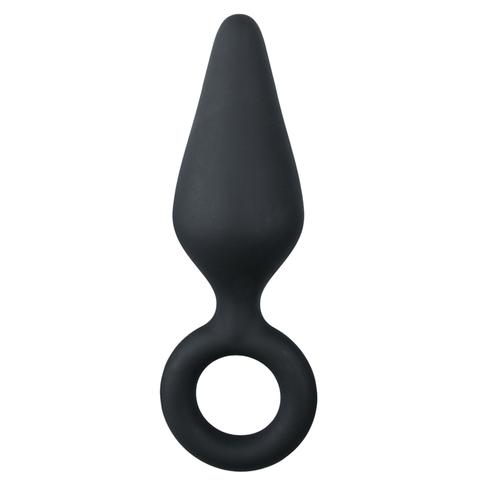 Plugs anal noir avec anneau d'extraction - large pas cher