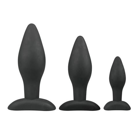 Set plugs anal noir en silicone pas cher
