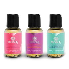Dona - packs de 3 huiles de massages parfumées pas cher
