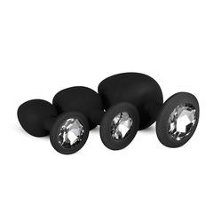 Ensembles de plugs anaux en silicone avec diamant - noir pas cher