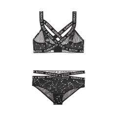 Ensembles de soutien-gorges avec un zodiac print - noir / métallique pas cher