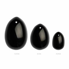 La gemmes - ensembles d'œufs de yoni 3 pièces - obsidienne noire pas cher