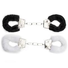 Menottes fausse fourrure classiques - couleur : blanc pas cher