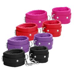 Menottes poignets plush leather wrist cuffs - couleur : violet pas cher