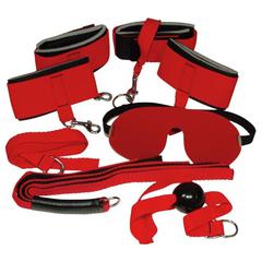 Packs bondage rouge & noir 6 pièces pas cher