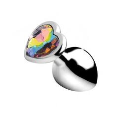 Plugs anal métal bijou rainbow prism heart medium pas cher