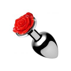 Plugs anal métal bijou red rose large pas cher